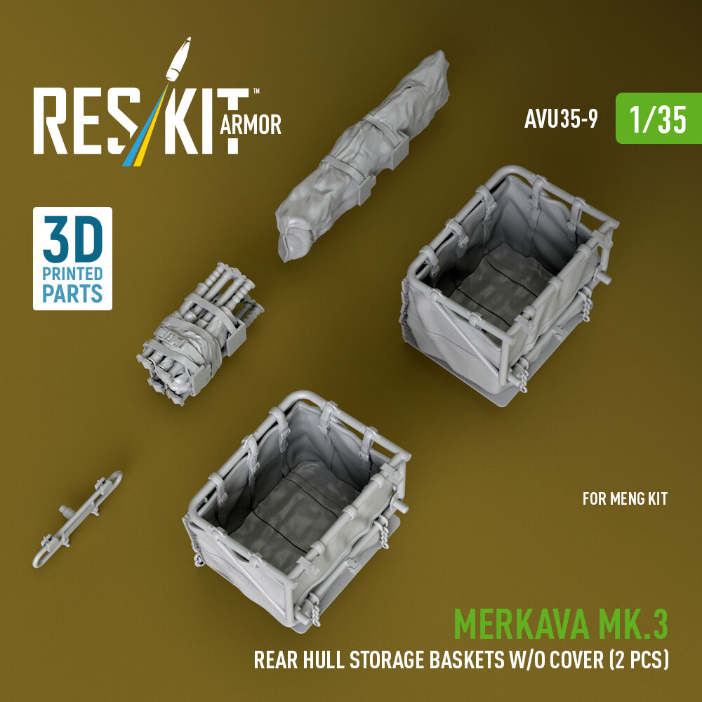 Merkava Mk.3 rear hull storage baskets w/o cover (2 pcs) for Meng kit (3D Printed)