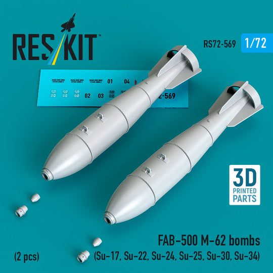 FAB-500 M-62 bombs (2 pcs) (Su-17, Su-22, Su-24, Su-25, Su-30, Su-34) (3D Printed)