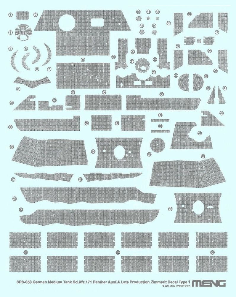 German Medium Tank Sd.Kfz.171 Panther Ausf.A Late Producti.Zimmerit Decal A