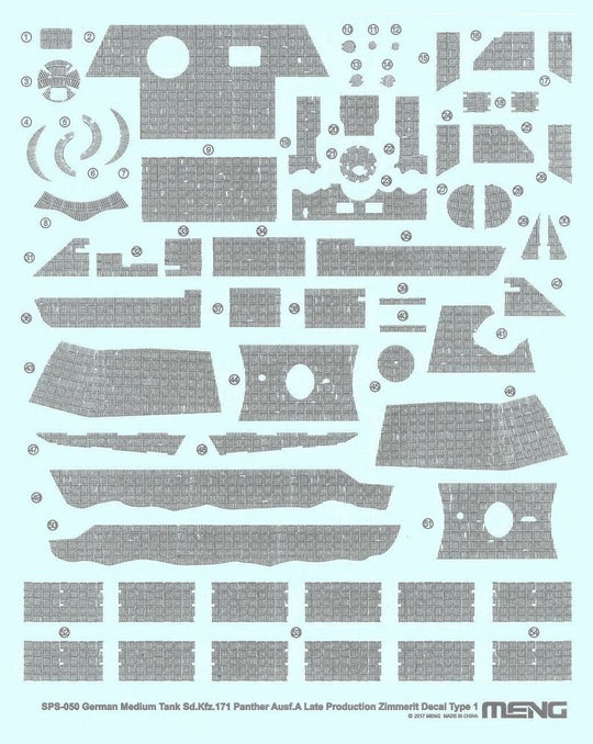 German Medium Tank Sd.Kfz.171 Panther Ausf.A Late Producti.Zimmerit Decal A