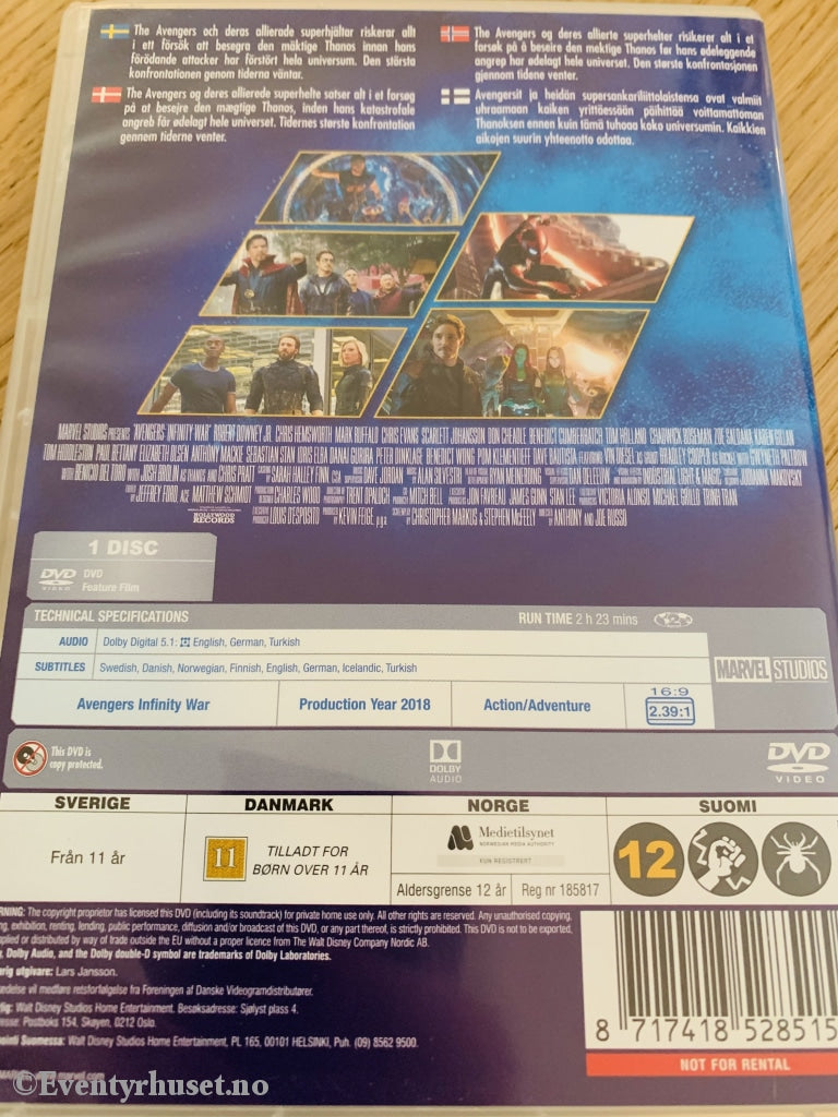 Avengers Infinity War. Dvd. Dvd