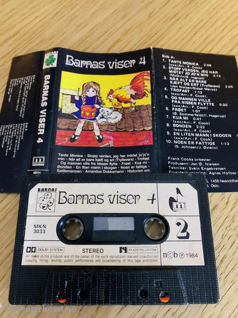 Barnas Viser 4. 1984. Kassett. Kassett (Mc)