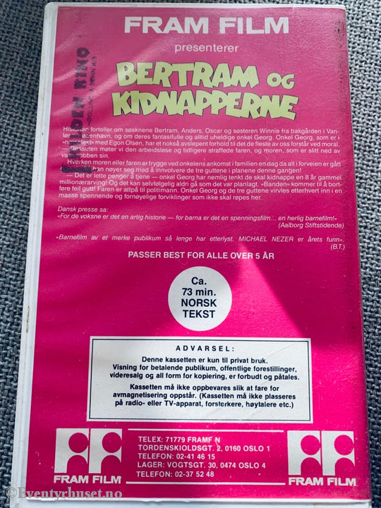 Bertram Og Kidnapperne. Vhs Big Box.