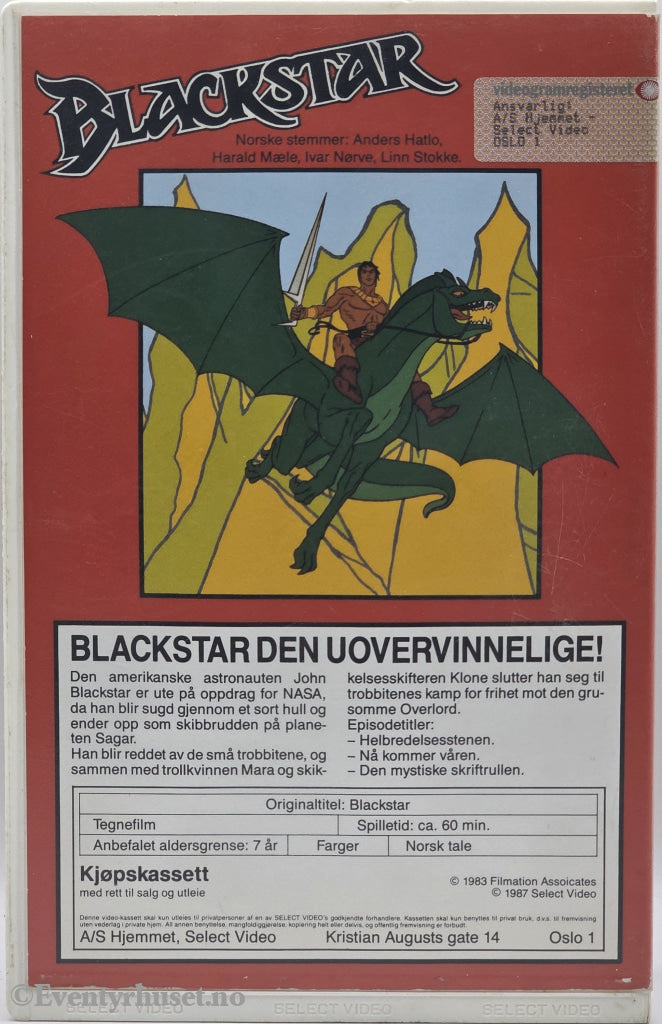 Blackstar: Den uovervinnelige!. VHS Big Box.