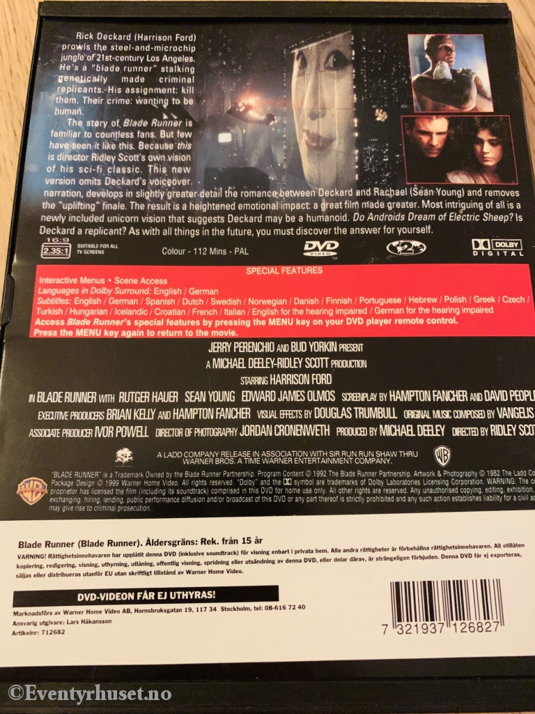 Blade Runner. 1982. Dvd Snapcase.