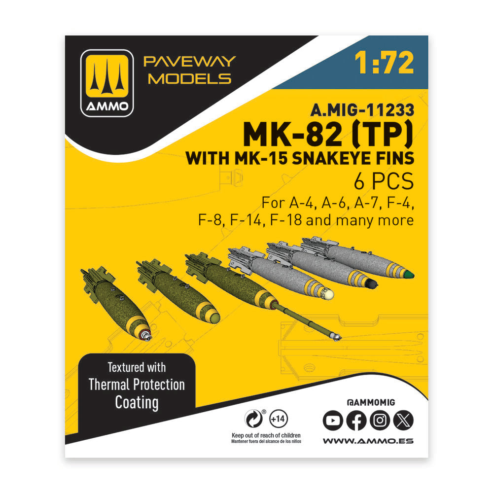 MK-82 with thermal protection and MK-15 Snakeye fin (6 pcs)