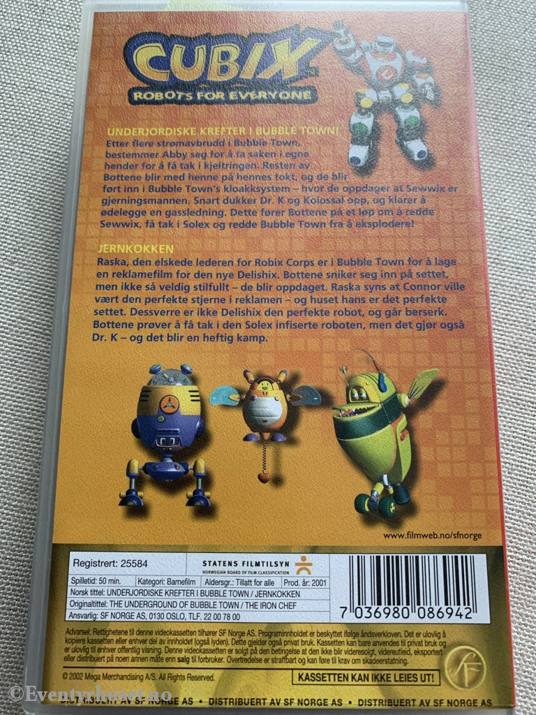 Cubix 2. Underjordiske Krefter I Bubble Town / Jernkokken. 2001. Vhs. Vhs