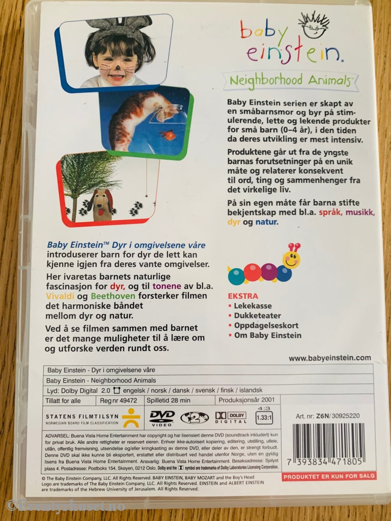 Disney Dvd. Baby Einstein -Dyr I Omgivelsene Våre. 2001. Dvd