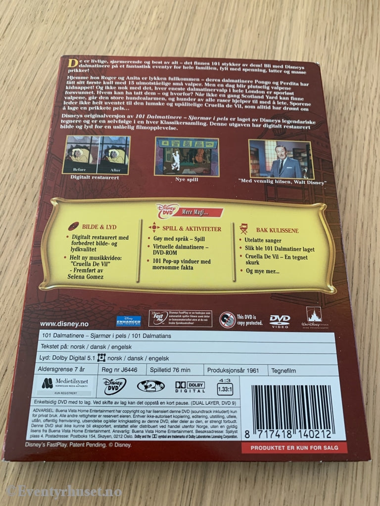 Disney Dvd Gullnummer 17. 101 Dalmatinere. Slipcase.