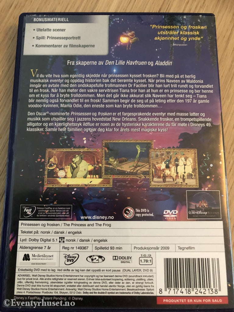 Disney Dvd Gullnummer 49. Prinsessen Og Frosken.