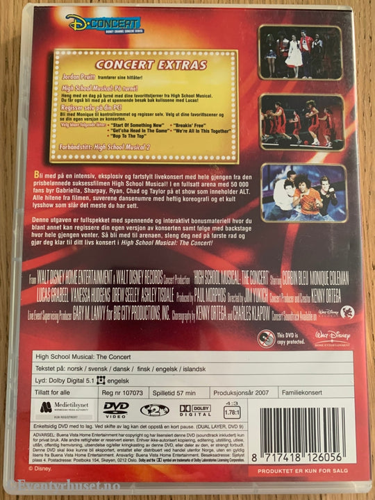 Disney Dvd. High School Musical. The Concert. 2007. Dvd