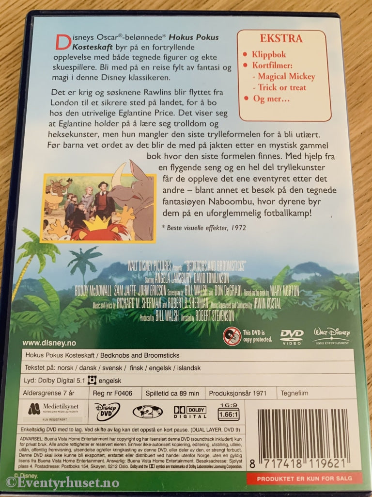 Disney Dvd. Hokus Pokus Kosteskaft. Dvd