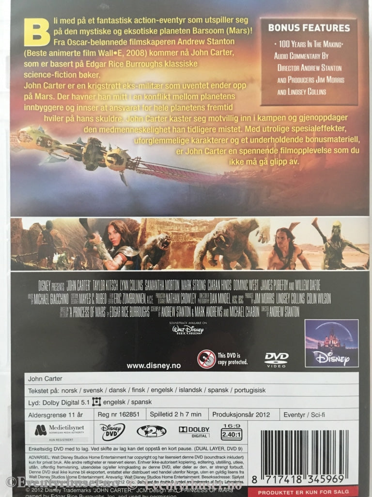 Disney Dvd. John Carter. Dvd