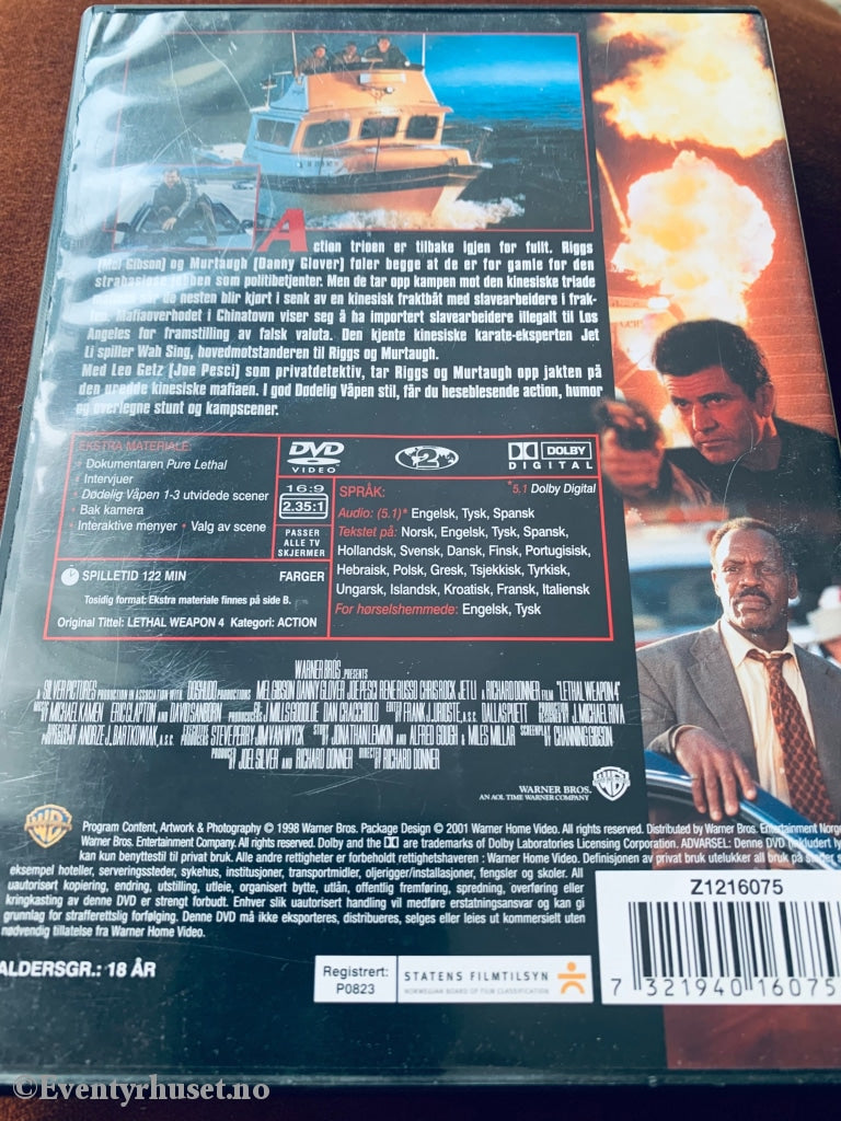Dødelig Våpen 4. 1998. Dvd. Dvd