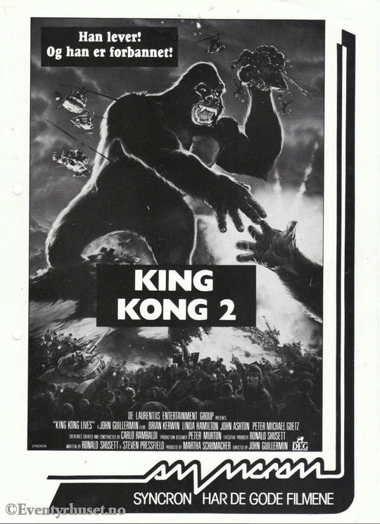 Download: King Kong 2. Unik Brosjyre På 4 Sider Med Norsk Tekst (Vaskeseddel). Digital Fil I