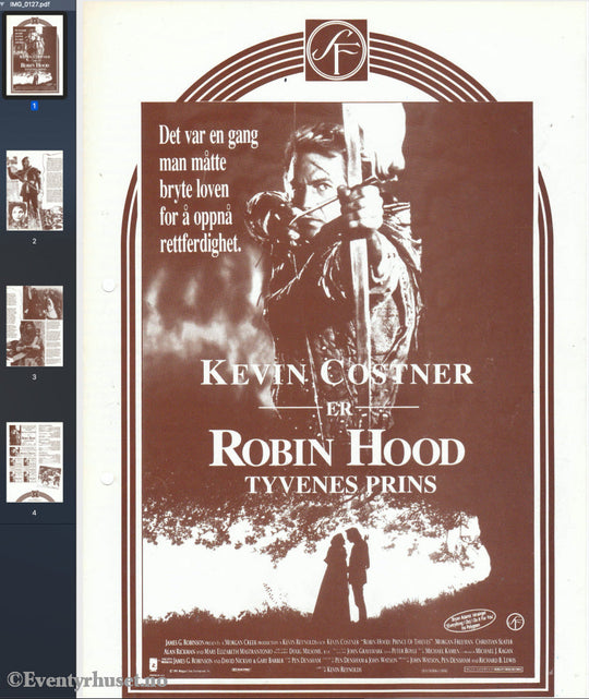 Download: Robin Hood. Unik Brosjyre På 4 Sider Med Norsk Tekst (Vaskeseddel). Digital Fil I