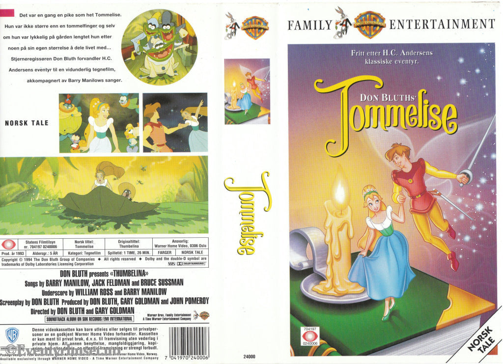 Download / Stream: Don Bluth´s Tommelise. 1993. Vhs. Norwegian Dubbing. Vhs