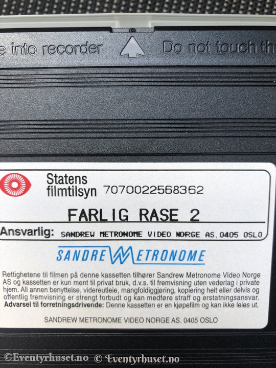 Farlig Rase 2. Vhs. Vhs