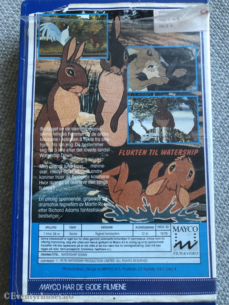Flukten Til Watership. 1978. Vhs Big Box.