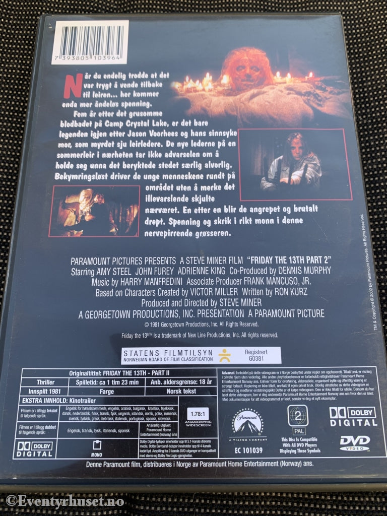 Fredag Den 13Ende - Del 2. 1981. Dvd. Dvd