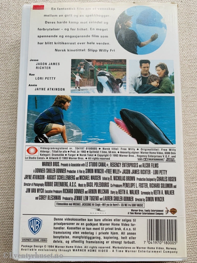 Free Willy 1. 1993. Vhs. Vhs