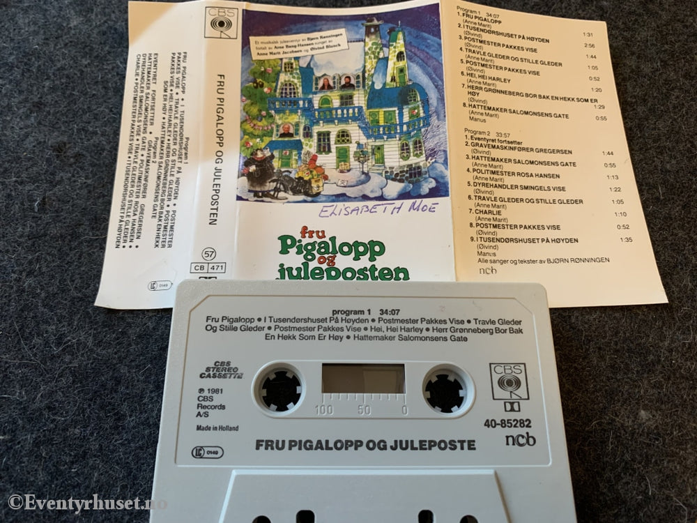 Fru Pigalopp Og Juleposten. Kassett. Kassettbok