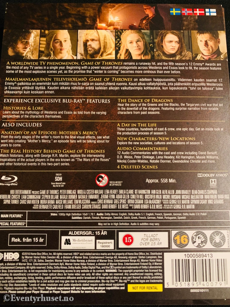 Game Of Thrones. Sesong 5. Blu-Ray. Blu-Ray Disc