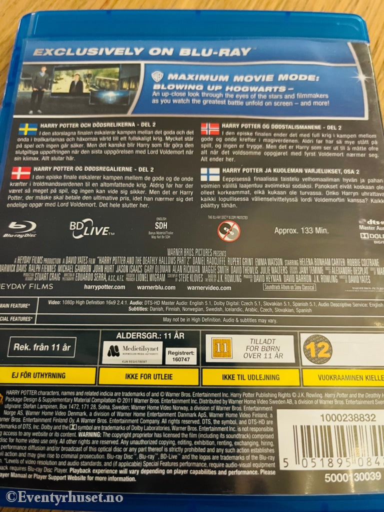 Harry Potter And The Deathly Hallows - Part 2. Blu-Ray Disc