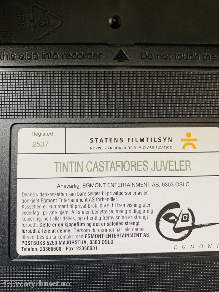 Hergé: Tintin. 1991. Castafiores Juveler. Vhs. Vhs