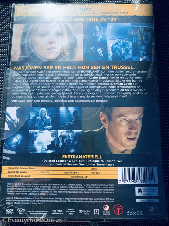 Homeland. Sesong 1. Dvd Samleboks. Ny I Plast!