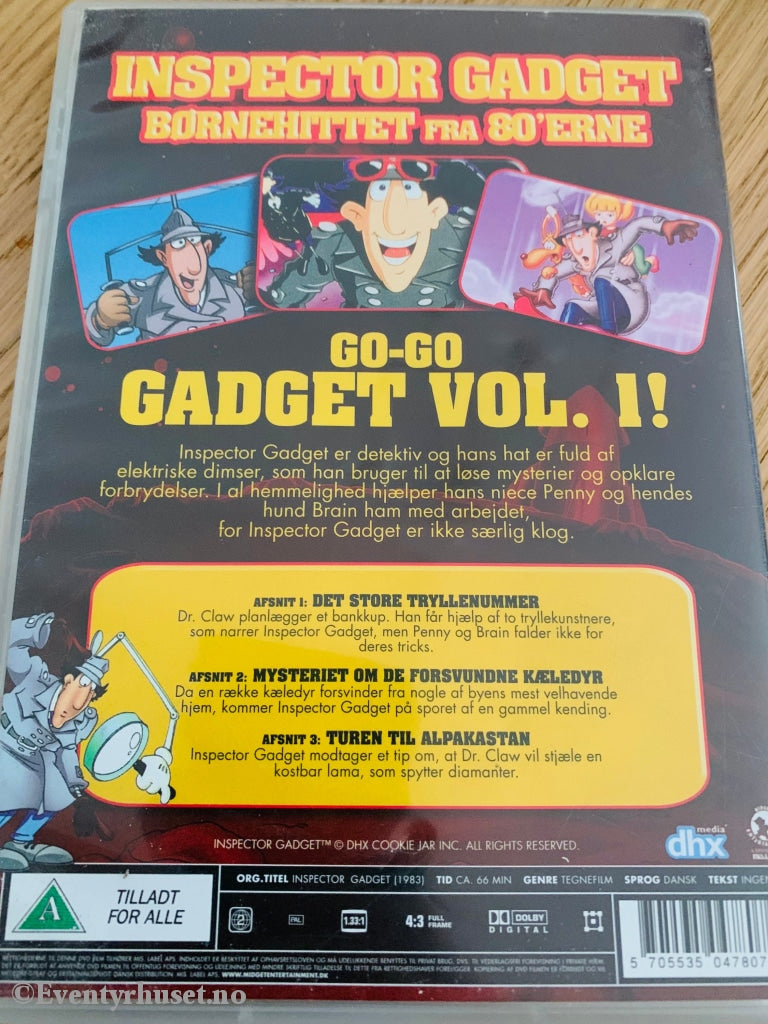 Inspector Gadget Vol. 1. Episode 1-3. Dvd. Dansk Utgave. Dvd