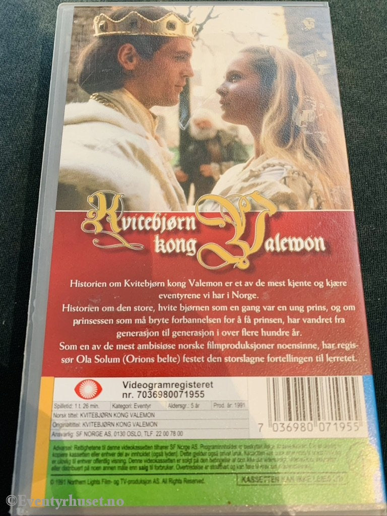 Kvitebjørn Kong Valemon. 1991. Vhs. Etter Et Norsk Folkeeventyr. Vhs