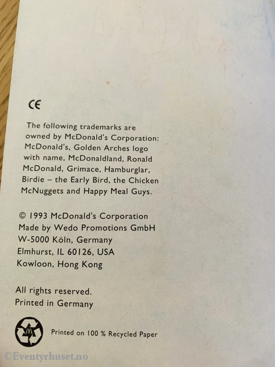 Mcdonalds Hobbyhefte. 1993. Brukt! Hobbybok