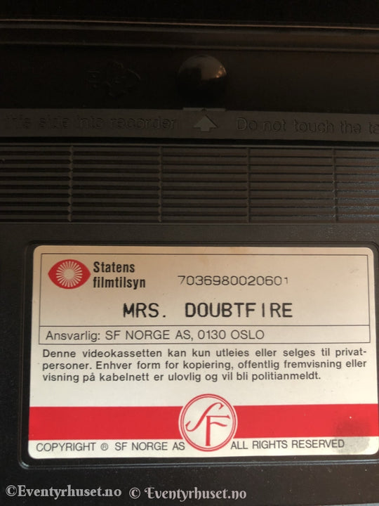 Mrs. Doubtfire. 1983. Vhs. Vhs