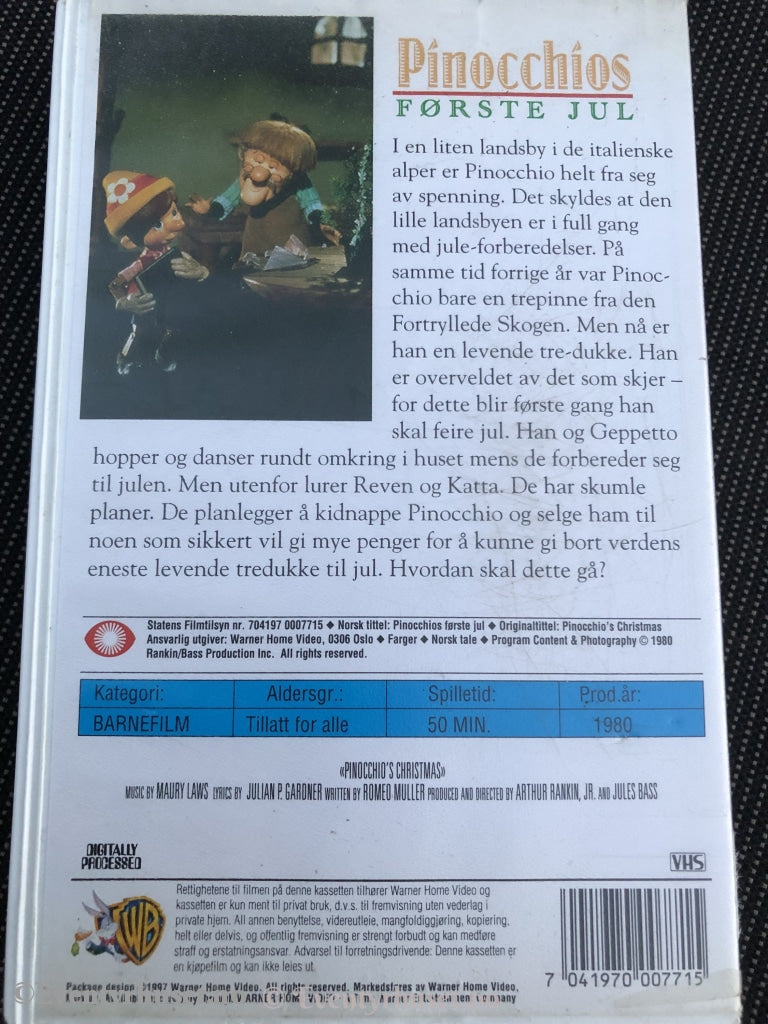 Pinocchios Første Jul. 1980. Vhs. Vhs