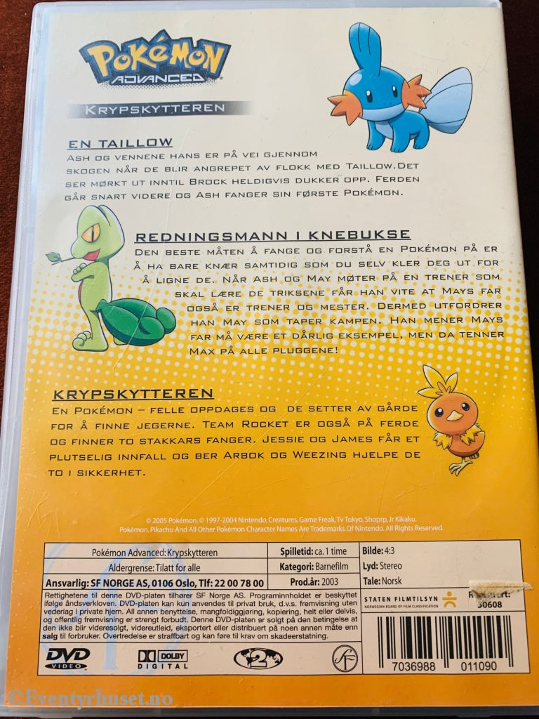 Pokémon Advanced - Krypskytteren. 2003. Dvd. Med Norsk Tale! Dvd