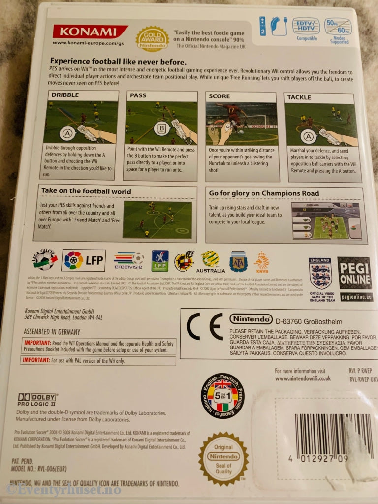 Pro Evolution Soccer (Pes) 2008. Nintendo Wii. Wii