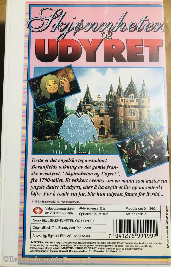 Skjønnheten Og Udyret. 1992. Vhs. Vhs
