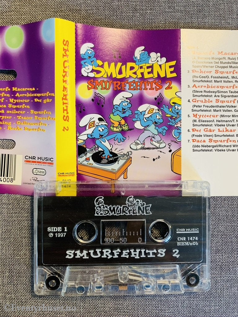 Smurfene. Smurfehits 2. 1997. Kassett. Kassett (Mc)