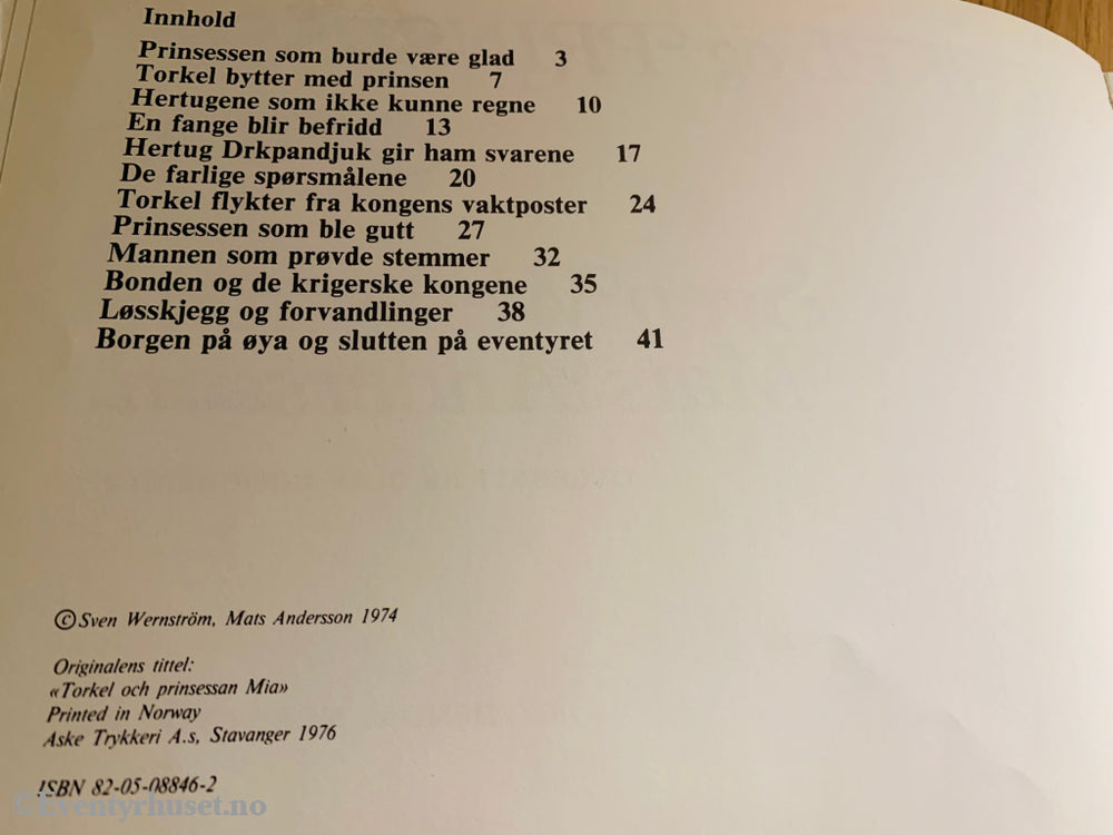 Sven Wernström & Mats Andersson. 1974/76. Terkel Og Prinsesse Mia. Fortelling