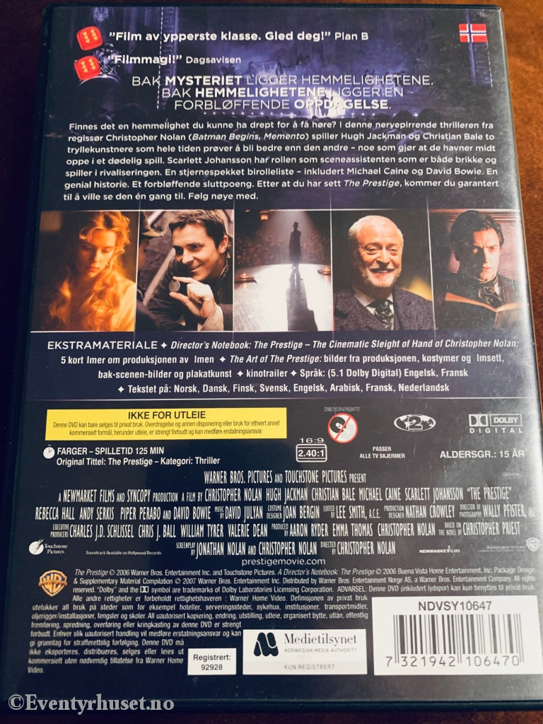 The Prestige. 2006. Dvd. Dvd