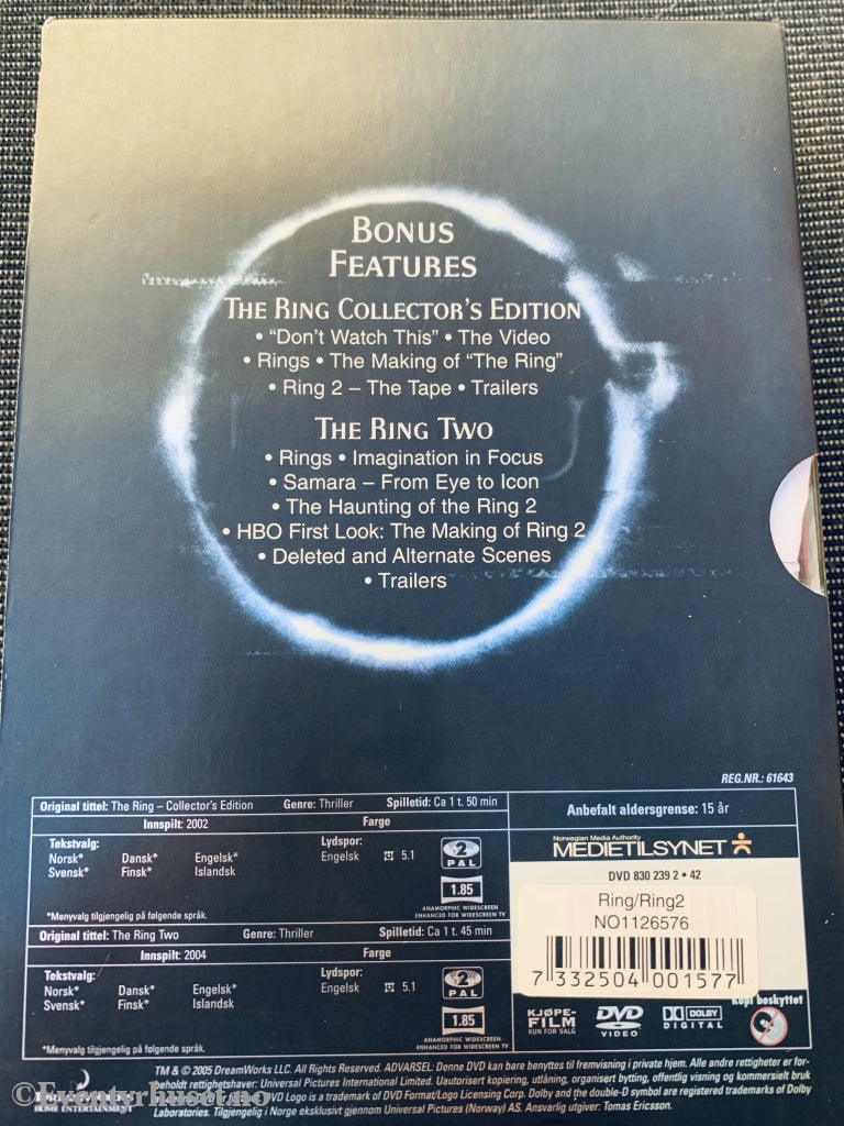 The Ring 1 & 2. 2002/2004. Dvd Samleboks.