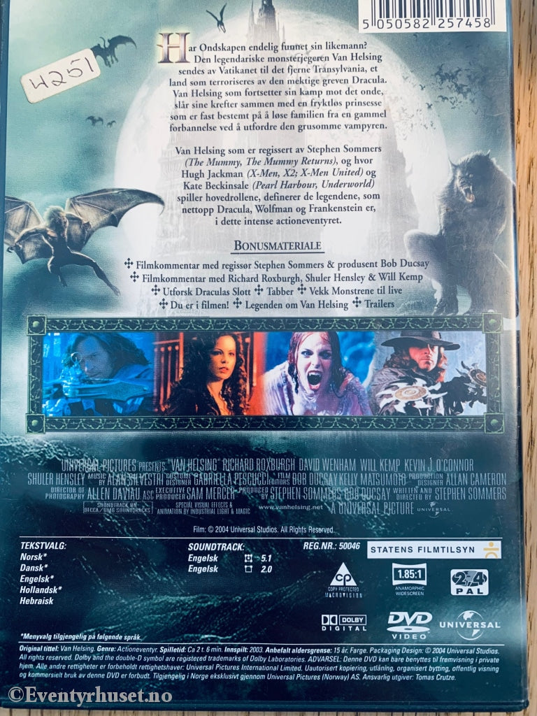 Van Helsing. Dvd Leiefilm.