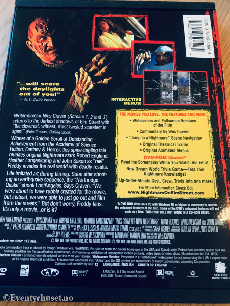 Wes Craven’s New Nightmare. 1994. Dvd Snapcase.
