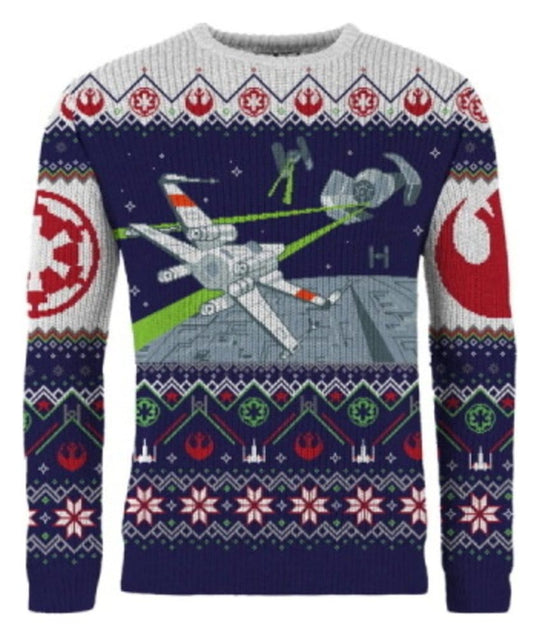 Star Wars Christmas Sweater X-Wing v TIE Fighter Size L