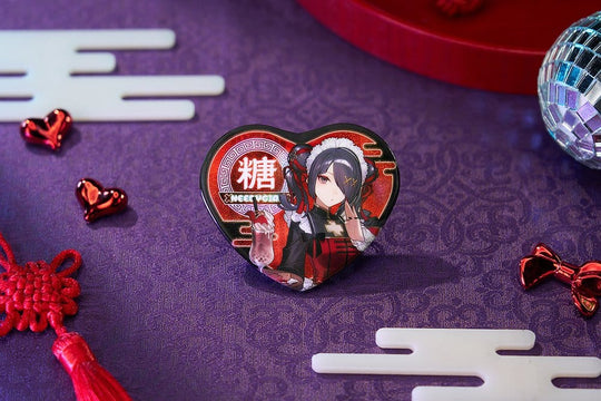 Needy Streamer Overload Needy Streamer Chinese Restaurant Series Heart-Shaped Pinback Button Ame